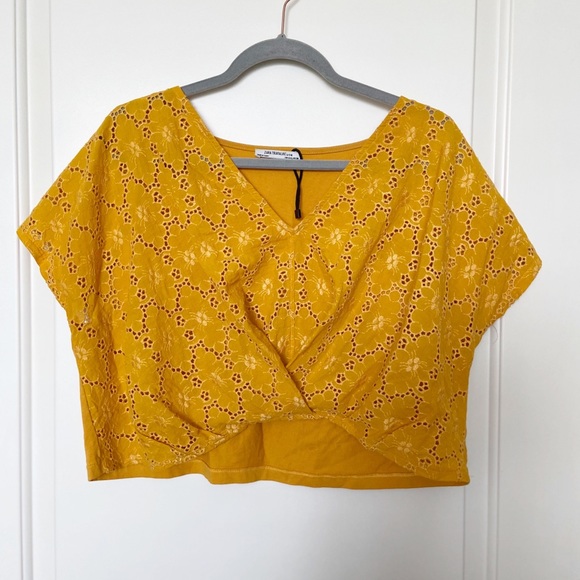 Zara Tops - ZARA TRAFALUC • Mustard Yellow Crochet Crop Top